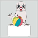 Geburtstafel Seehund zum selber bemalen